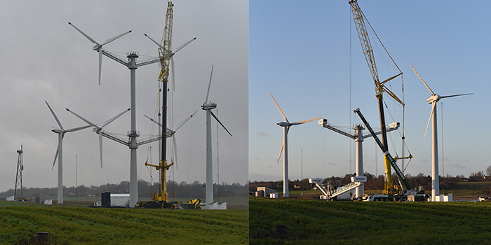 The 4 rotor concept wind turbine before and during the dismanteling