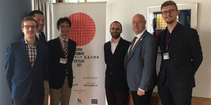 Meeting at the Danish Embassy of Japan on the 18th October 2017.  From the right: Andreas Thingvad (Research assistant, DTU), Freddy Svane (Ambassador of the Kingdom of Denmark), Mattia Marinelli (Associate professor, DTU), Keigo Ikezoe (Manager, Nissan), Kenta Suzuki (Researcher, Nissan), Antonio Zecchino (PhD student, DTU)