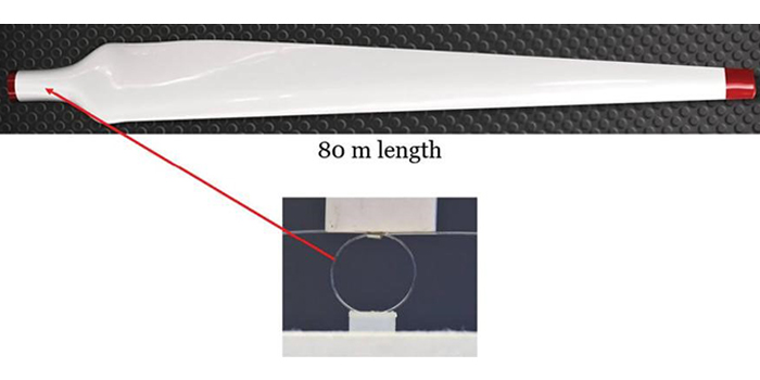 Sensing element is easily mounted near a blade in the turbine hub or inside the root